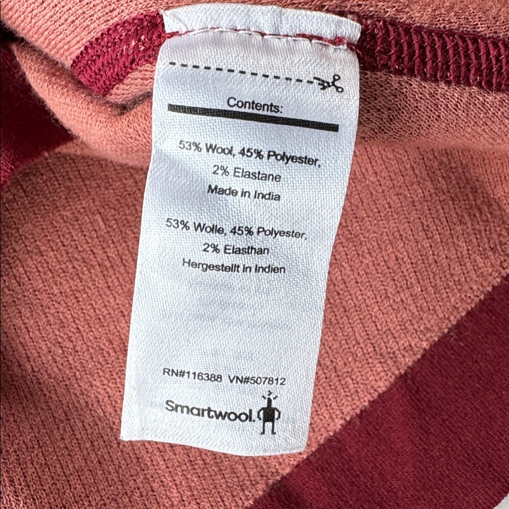 Smartwool Burgundy/Walnut 1/4 Zip-Up Intraknit 200 Base Layer size S Small - Picture 4 of 8